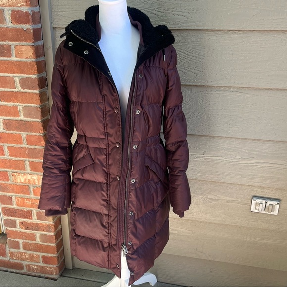 COACH Quilted Long Duck Down Puffer Coat Women Medium F34128 Bordeaux Burgundy M - Picture 14 of 16